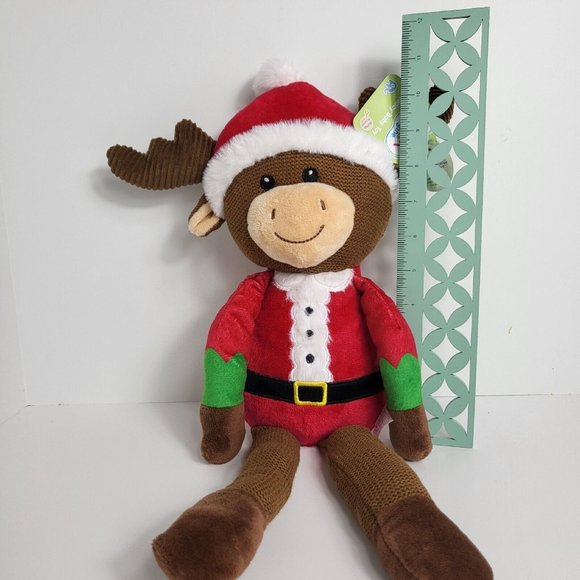 Spark Create Imagine Knit Plush Christmas Santa Moose Rattle Crinkle Holiday New - Picture 9 of 16